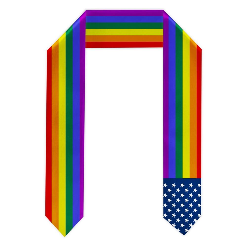 1186 US Lesbian Gay Bisexual Rainbow Graduation Stole LGBT Double Layer